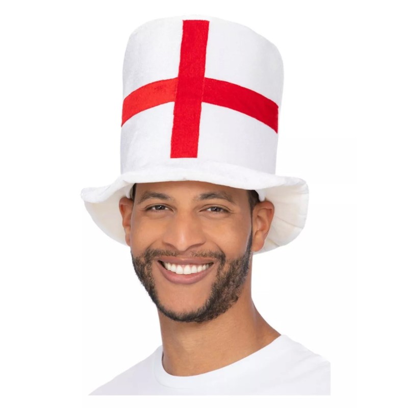 Teens Adult England Flag George Cross Football Fancy Dress Velour Feel Top Hat