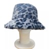 Fluffy Soft Blue Leopard Winter Warm Fashion Unisex Womens Ladies Bucket Hat