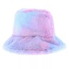 Ladies Womens Fluffy Plush Warm Fleece Leopard Cow Print Tye Dye Bucket Hat Gift