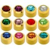 Caflon 24ct Gold Stainless Steel Titanium Birth Stone Ear Piercing Studs 12 Pack