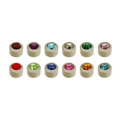 Caflon 24ct Gold Stainless Steel Titanium Birth Stone Ear Piercing Studs 12 Pack