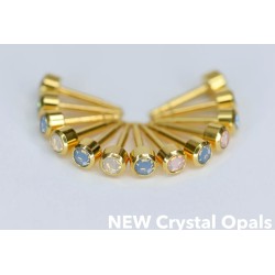 NEW OPAL ASSORTMENT 12 Pairs Caflon Gold Plated Ear Piercing Studs Regular 4mm