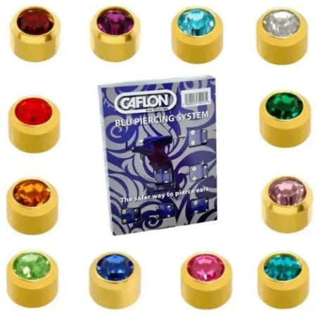 1 Dozen -12 Pairs Caflon Gold Plated Assorted Birthstone Ear Piercing Studs 4mm