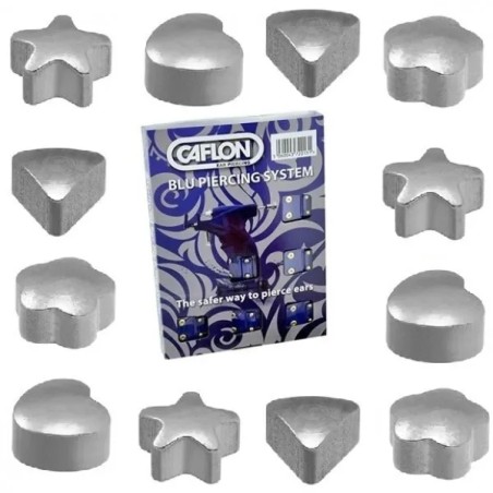 12 Pair Caflon Silver Plated Plain Assorted Shape Ear Piercing Studs Regular 4mm