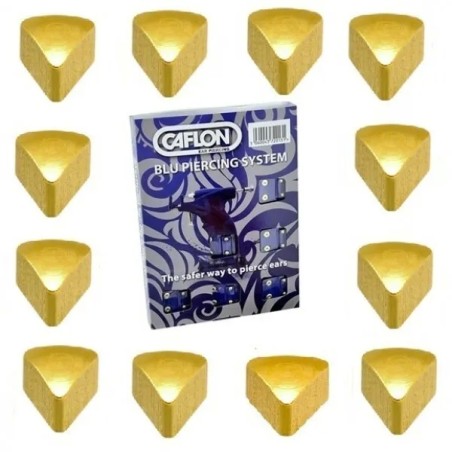 12 Pair Caflon Gold Plated Plain Triangle Shape Ear Piercing Studs Regular 4mm