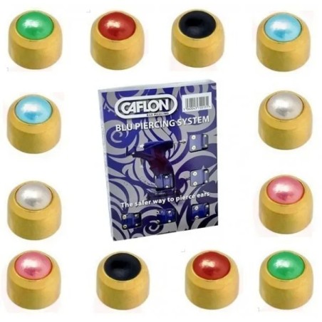 12 Pair Caflon Gold Plated Assorted Pearl Cabachon Ear Piercing Studs 4mm