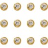 12 Pair Caflon Gold Plated April Clear Birthstone Ear Piercing MINI Studs 2mm