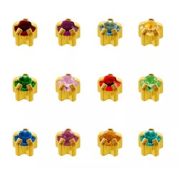 12 Pairs Caflon Gold  Assorted Birthstone Ear Piercing Regular Claw Studs 4mm