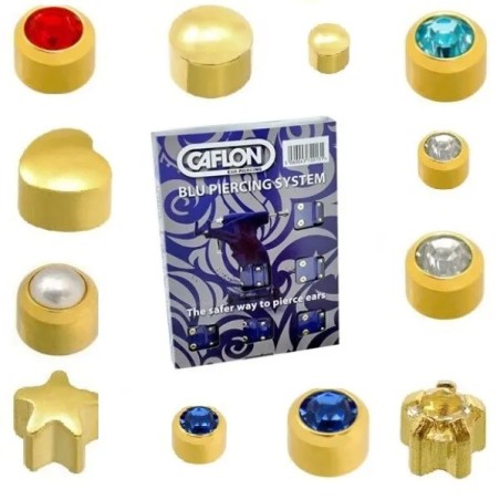 12 Pair Caflon Gold Plated Assorted Mixed Stone Shape Ear Piercing Studs 2mm 4mm