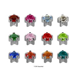 12 Pairs Caflon Silver Plated Assorted Stone Ear Piercing Regular Claw Studs 4mm