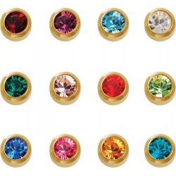 12 Pairs Caflon Gold Plated Assorted Birthstone Ear Piercing MINI Studs 2mm