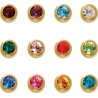 12 Pairs Caflon Gold Plated Assorted Birthstone Ear Piercing MINI Studs 2mm