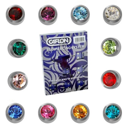 12 Pairs Caflon Silver Plated Assorted Birthstone Ear Piercing MINI Studs 2mm