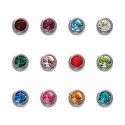 12 Pairs Caflon Silver Plated Assorted Birthstone Ear Piercing MINI Studs 2mm