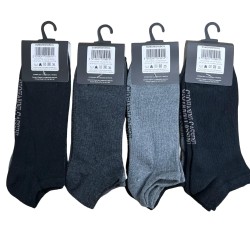 6 Pair Mens Plain Dark Mix Black Grey Honey-Comb Top Trainer Liner Socks 6-11