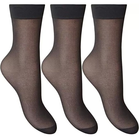 Womens Silky Smooth Knit 3 Pack Soft 15 Denier Anklet Socks Nude Black One Size