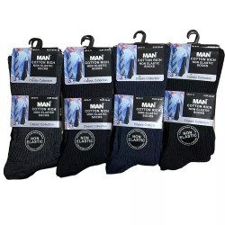 6 Pairs Mens Man Basics Dark Assorted Navy Grey Black Non Elastic Socks 6-11