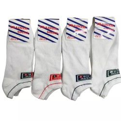 6 Pair Mens Classic Sport Logo White Cotton Trainer Liner Socks 6-11