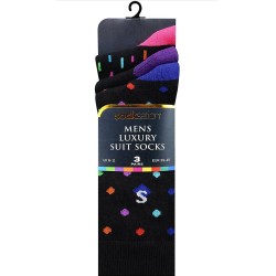 6 Pairs Mens Socksation Black Luxury Spotty Suit Socks 6-11 Fathers Day Gift