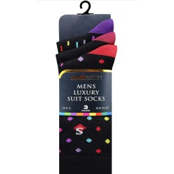 6 Pairs Mens Socksation Black Luxury Spotty Suit Socks 6-11 Fathers Day Gift