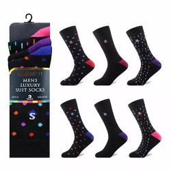 6 Pairs Mens Socksation Black Luxury Spotty Suit Socks 6-11 Fathers Day Gift