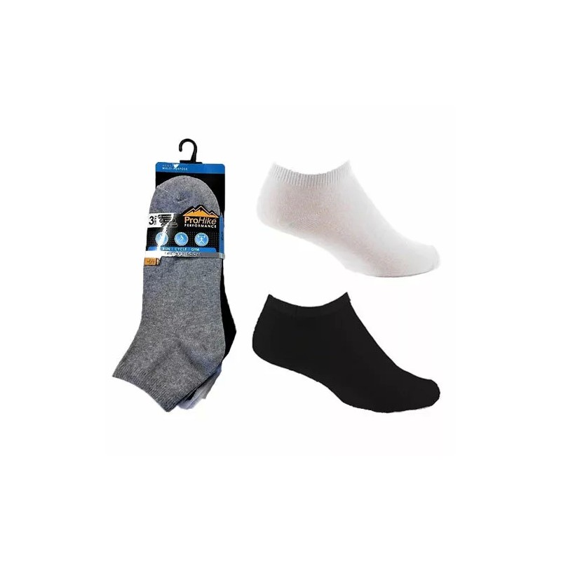 Pro Hike 6 Pair Mens Boys Plain Trainer Liner Socks 6-11 Black White Grey Mix