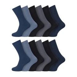 12 Pairs Mens Aler Plain Dark Assorted Cotton Rich With Lycra Socks Size 6-11