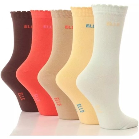 5 Pairs Girls ELLE Naturals Autumn Spring Colour Socks AGE 4-6 Shoe Size 9-12