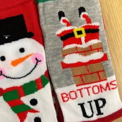 MERRY CHRISTMAS Mens Boys Funny Santa Snow Novelty Socks Gift 6-11 (XMAS-M01)