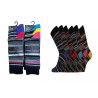 6 Pairs Mens Black Grey Stripey Socks Coloured Heel Size 6-11 Fathers Day Gift