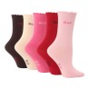 5 Pair Girls ELLE Pink Red Cream Brown Mix Everyday Socks AGE 4-6 Shoe Size 9-12