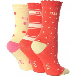 Elle Girls 3 Pack Orange Pink Yellow Polka Socks AGE 2-3 Years Shoe Size 6-8.5