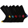 6 Pairs Mens Plain Blue Black Colored Heel & Toe Socks  6-11 Fathers Day Gift