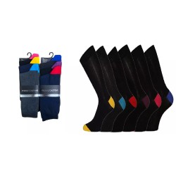 6 Pairs Mens Plain Blue Black Colored Heel & Toe Socks  6-11 Fathers Day Gift