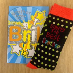 Happy Birthday Brill Best Brother Greeting Card & Socks Gift Set Personalise