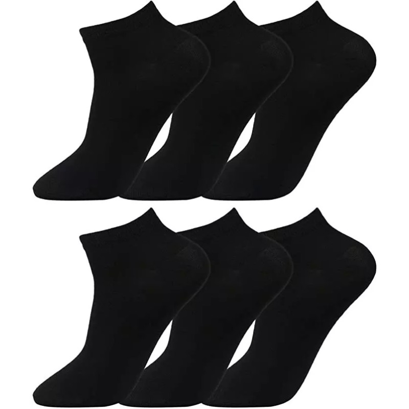 6 Pair Mens Performax Black Cotton Trainer Liner Sports Big Foot Socks 11-14