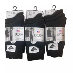 Aler 9 Pairs Plain Black School Everyday Cotton Rich Lycra Socks Shoe Size 9-12