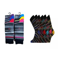 12 Pairs Mens Black Grey Stripey Socks Coloured Heel Size 6-11 Fathers Day Gift