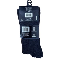 3 Pairs Mens Man Basics Dark Assorted Navy Grey Black Non Elastic Socks 6-11