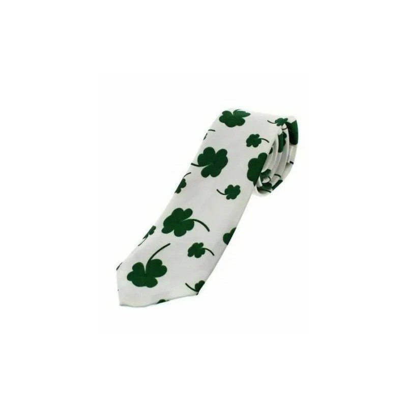 St Patrick Day Ireland Green White Orange Shamrock Clover Skinny Fancy Neck Ties