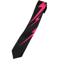 Black Pink Lightning Bolt Formal Fancy Dress Funky Skinny Tie Music Gift