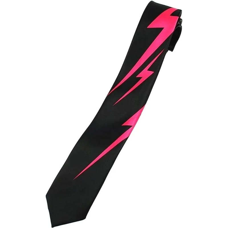 Black Pink Lightning Bolt Formal Fancy Dress Funky Skinny Tie Music Gift