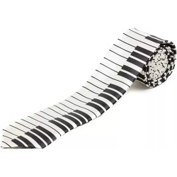 White Piano Keys Formal Fancy Dress Funky Narrow Skinny Tie Musician Player Gift