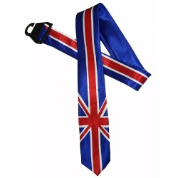 Union Jack Flag Blue Red White Satin Feel Fancy Dress Jubillee Party Skinny Tie