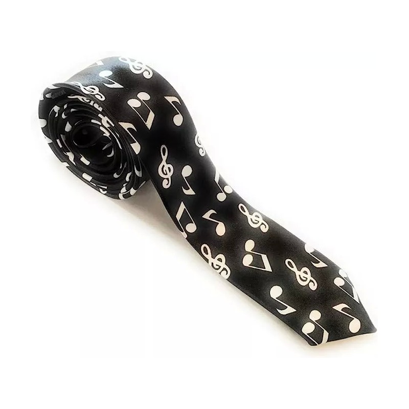 Black And White Musical Music Notes Formal Fancy Dress Funky Skinny Tie Gift