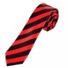 Red & Black Stripey Skinny Neck Tie Formal Wedding Suit Fancy Dress Accessory