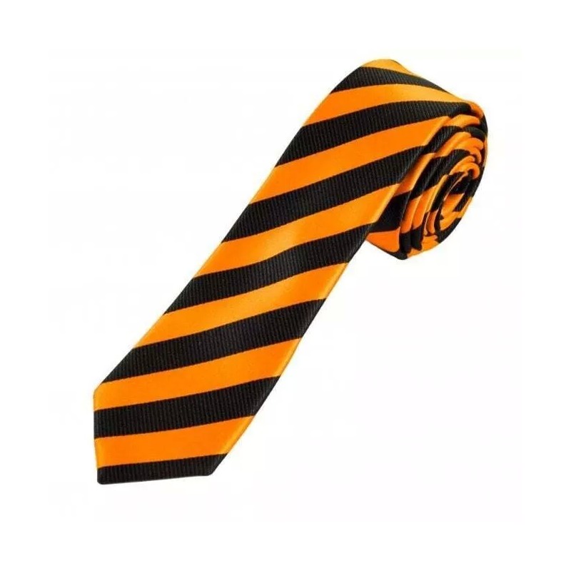 Halloween Autumn Fancy Dress Black Stripey Pumpkin Orange STRIPE Skinny Tie