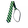 Black Lime Green Striped Fancy Easy To Use Pre Tied Zip Zipper Skinny Neck Tie