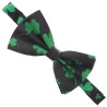 St Patricks Day BLACK Green Lucky Clover Satin Feel Fancy Dress Party Bow Tie