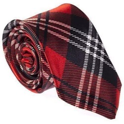 Red And Black Tartan Skinny Neck Tie Formal Wedding Suit Fancy Dress Accessory